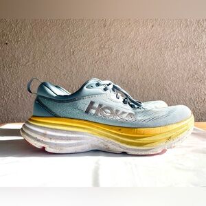 HOKA Men's Bondi 8 Running Shoes Goblin Blue/Mountain Spring Colorway 9.5 2E